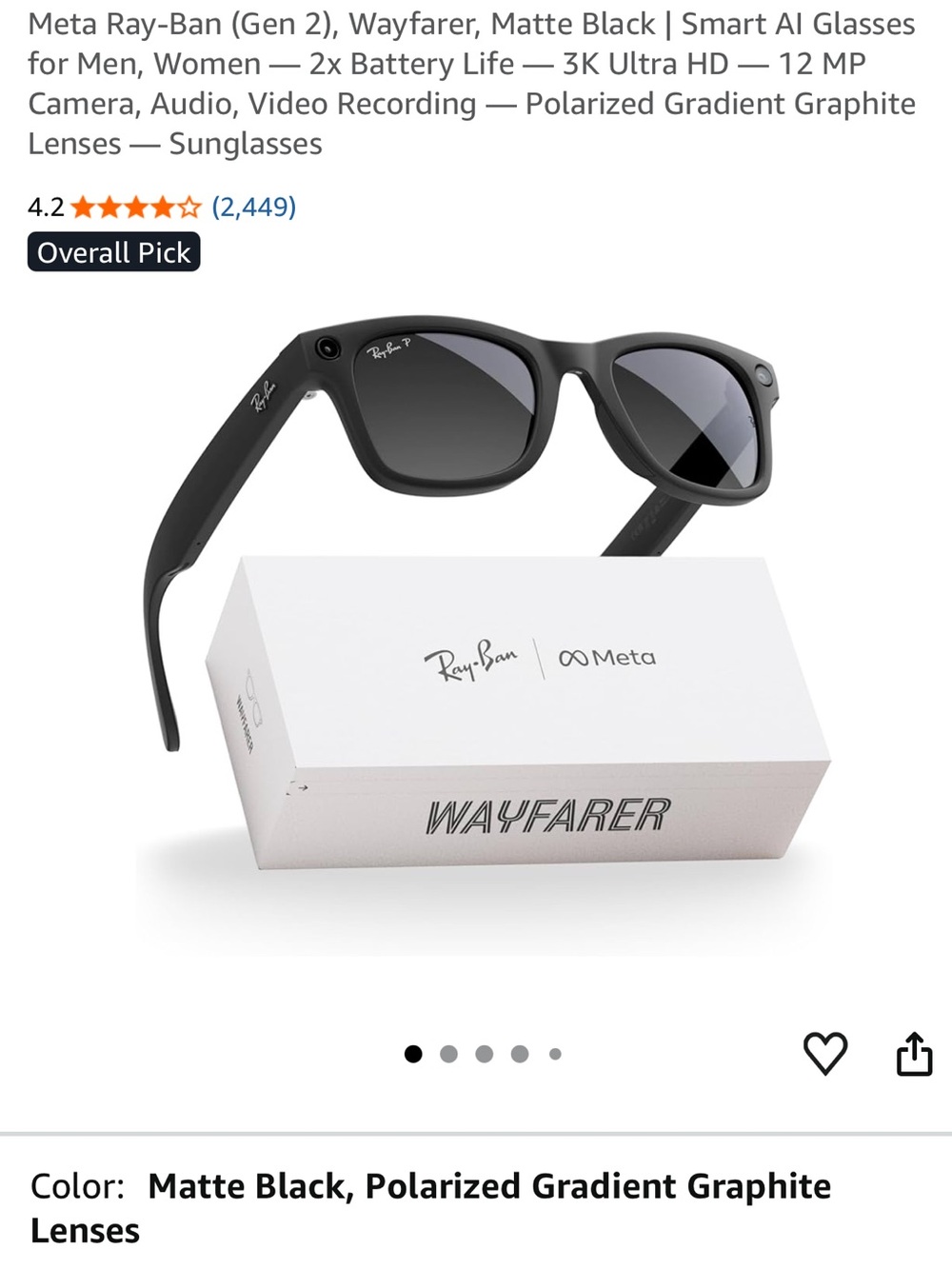 Ray-Ban Light Gray Wayfarer Gen 2 Sunglasses NIB NWT